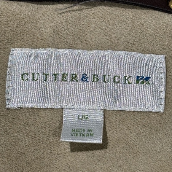 Cutter & Buck Men’s light tan faux suede Jacket Coat zip and button size large - Picture 7 of 13